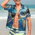 thumbnail image 7 of Bingfone Men's Short Sleeve Button Down Shirts Hawaiian Watercolor Turtle Printed Beach Shirt, 7 of 7