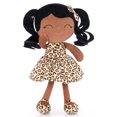 thumbnail image 3 of Gloveleya Plush Dolls Baby Girl Gift Soft Dolls Curly Hair Wearing Leopard Dress Tanned Skin Tone 12inches, 3 of 10