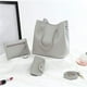 thumbnail image 4 of Qarigey Conjunto de bolso de mano, Kit de tarjetero, monedero de tamaño compacto, cuero PU, diseño de moda, mango, superficie lisa, sin rebabas, Carteras Gris, 4 of 6