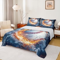Castle Fairy Sport Baseball 4 Pieces Queen Sheet Sets for Teens Women Men,Ball Gamer Ultra Soft Flat Sheet,Abstract Lightning Queen Fitted Sheet,Lightweight Room Decor
