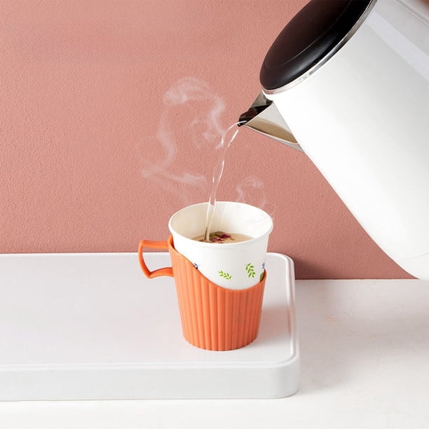 JeashCHAT 6 Pcs Disposable Paper Cup Holder with Handle, Hot/Cold