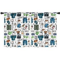 Blackout Kids Curtains,Blue Football Game Icons Pattern Childrens Insulated Curtains Set Of 2,Bedroom Essentials,Toddler Room Decor 42"x54"