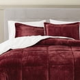 thumbnail image 3 of TRULY SOFT Basket Carved Faux Fur Cabernet King 3 Piece Comforter Set, Textured Solid Color, Adult Bedding, Oeko-TEX Certified, 3 of 7