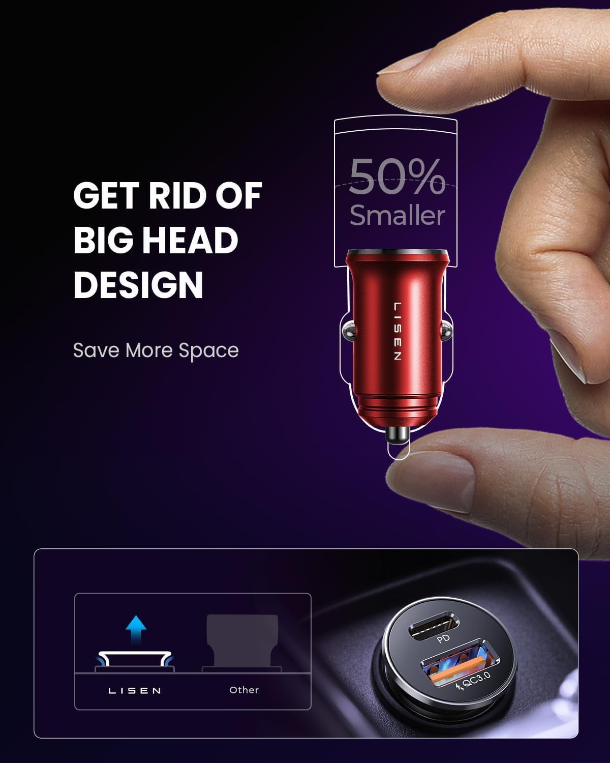 Car Charger USB C, 69W Cigarette Lighter USB Charger Adapter, Car Accessories Gifts for Men, Mini USBC Cars Fast Charging Adapter USBC Type C 12V Plug Outlet, for iPhone 17 Pro Max 16 15 14 13