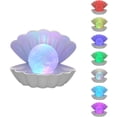thumbnail image 1 of Lámparas de perlas de concha de estado de ánimo cambiantes de 8 colores RGB con temática de playa, luces nocturnas portátiles de concha LED junto a la cama para bar, decoración familiar, 1 of 5