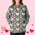 thumbnail image 3 of Valentine Day Scrub Tops for Woman Button Down V Neck Quick Dry Uniforms Short Sleeve Love Heart Print Plus Size Nursing Scrubs with Pockets Gray 3XL, 3 of 5