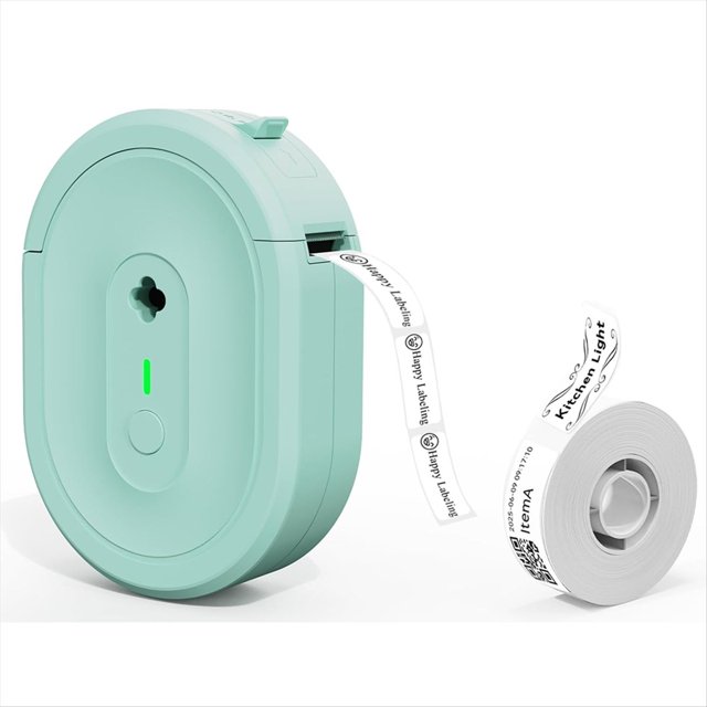 Label Maker Machine with Tape, Portable Bluetooth Label Makers, Inkless Mini Printer Multi Template Label Printer,1 x label machine 1 x tape,Green