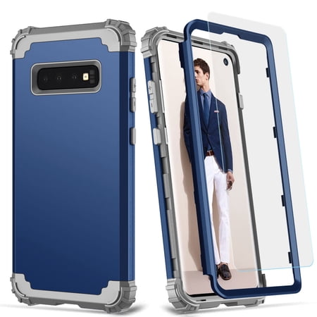 Dteck Galaxy S9 Case with Tempered Glass Screen Protector, Dteck Heavy Dual Layer Full Body Protection Rugged Shockproof Case Hard PC Protective Back Cover For Samsung Galaxy S9,Blue