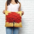 thumbnail image 3 of Throw Pillow Covers 20x20 Inch, Red Tree Decorative Pillow Cases for Couch Sofa Bed, Autumn Leaves Retro Watercolor Botanical Cotton Linen Square Home Decor Pillowcases with Hidden Zipper, 3 of 7
