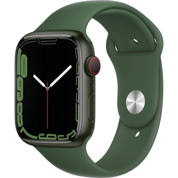 Pre-Owned Apple Watch Series 7 (GPS Cellular 4G LTE, 45mm) Green Aluminum Case with Clover Sport Band (Good)