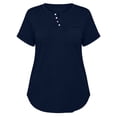 thumbnail image 5 of Uootdi Women's Henley Tops Short Sleeve Button Placket Blouses Casual Daily Style Soft Breathable Relaxed Fit Tees Gift, 5 of 7