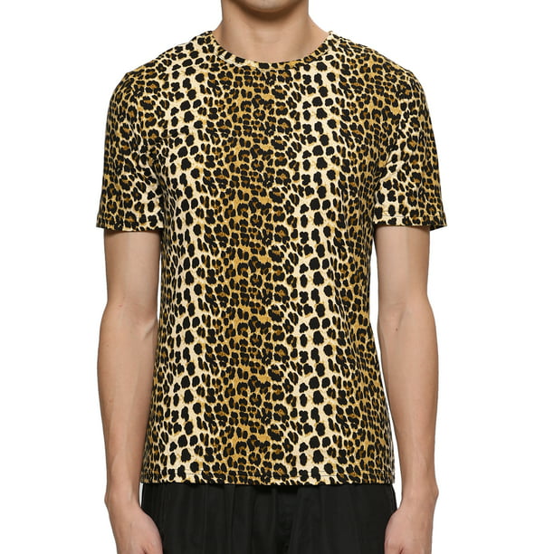 Unique Bargains - Men's Round Neck Short Sleeve Leopard Print T Shirt ...