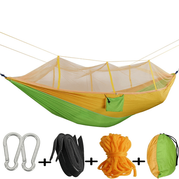 Bugs Out Double 2-Person Camping Hammock with Mosquito Net and Rain Fly, Green