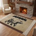 thumbnail image 3 of Brown Black Bear Washable Area Rug 3'x5', Farmhouse Cabin Forest Vintage Woven Cotton Tassels Kitchen Rugs, Non Slip Indoor Door Mat Throw Carpet for Entryway Living Room Nursery Laundry Room, 3 of 9