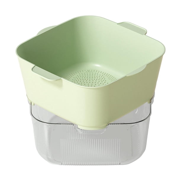 Cesta de drenaje de doble capa, cesta coladora, cesta de drenaje de gran capacidad, cesta y recipiente Verde