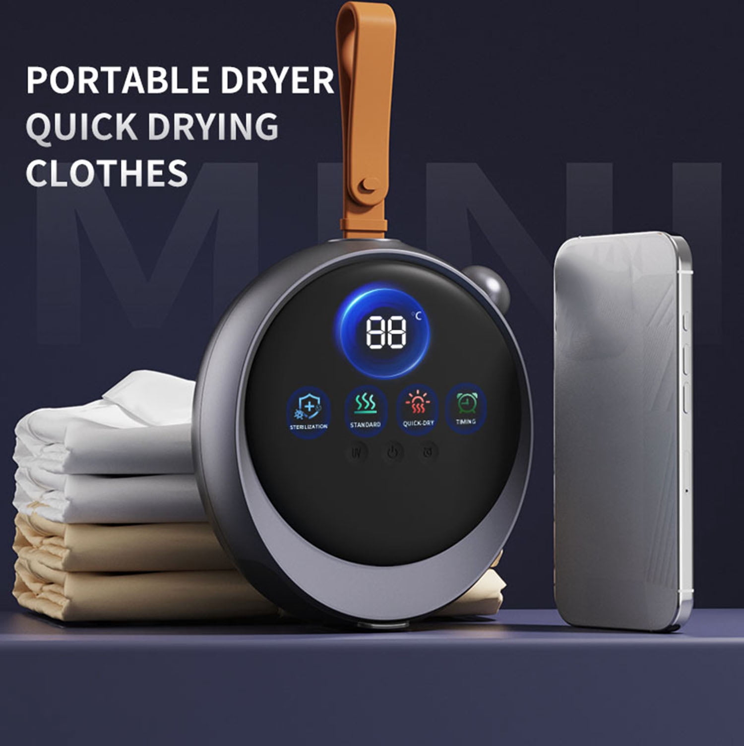 Portable Mini Clothes Dryer with Mite Removal, Compact Laundry Dryer for Apartment, RV, Travel, Dorm and Home