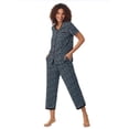 thumbnail image 2 of Aria Short Sleeve 100% Cotton Cropped Pajama Set with Pockets, Women’s Sizes S-3X, 2 of 5