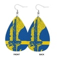 thumbnail image 2 of Sweden Map Flag Leather Teardrop Earring Lightweight Drop Earrings For Women, 2 of 6