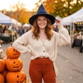 thumbnail image 2 of Voska Witch Hat, Halloween Wizard Hat for Cosplay Party, Costume Accessory for Adults Navy One Size, 2 of 6
