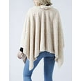 thumbnail image 7 of StylesILove Women Striped Faux Fur Soft Poncho Cape Ultra Warm Warp for Autumn Winter Season (Beige), 7 of 7