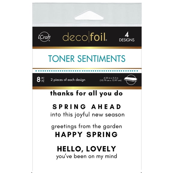Deco Foil Toner Sentiments Pack 4.25" X 5.5" 8/Pkg-Spring Ahead