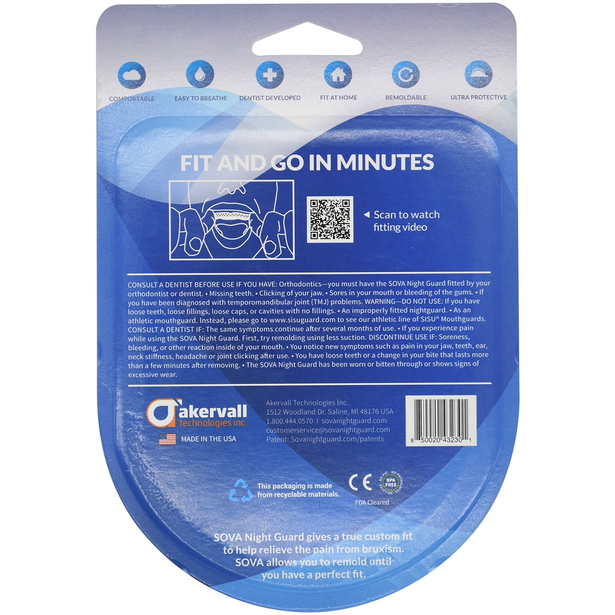 SOVA Night Guard with Case - Protects Against Nighttime Teeth Grinding