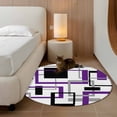 thumbnail image 2 of Round Rugs 4Ft, Purple Black Geometric Round Area Rug Washable Indoor Throw Carpet, Minimalist Stripes Abstract Art Soft Non Slip Circle Rug for Kitchen Nursery Room Home Decor Aesthetic, 2 of 8