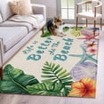 thumbnail image 5 of Area Rug 48×72in, Vintage Watercolor Tropical Plants Floor Carpet Living Room Rug, Marine Creature on Linen Non-Slip Welcome Mat Indoor Rugs for Bedroom Dining Room, 5 of 9