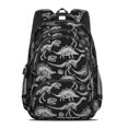 thumbnail image 2 of Black White Dinosaurs Skeletons Pattern Cute School Backpack Bag with Padded Back and Adjustable Shoulder Straps 16.9 X 12.6 X 5.9 Inches, 2 of 5