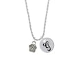 thumbnail image 2 of Delight Jewelry Silvertone Mini Paw Silvertone Script Initial Disc - G - Charm Necklace, 20"+3", 2 of 4