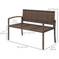 thumbnail image 3 of Outsunny Rattan Wicker Loveseat Garden Furniture with Armrests Brown, 3 of 10
