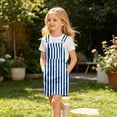 thumbnail image 6 of Bainana Kids Girls Sleeveless Striped Printed Overalls Dress With Pocket Casual Breathable Child Suspender Dress For Beach Vacation Size 10-11 Years Blue, 6 of 7