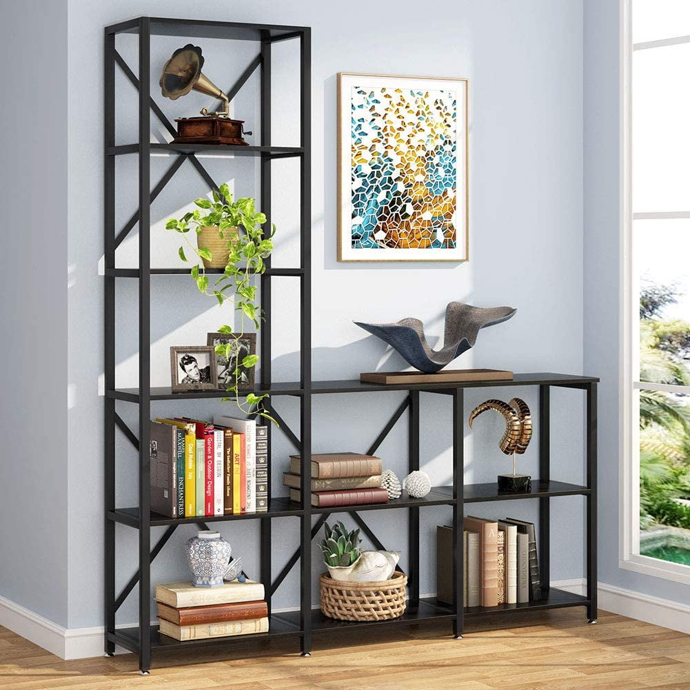 9 Shelves Bookshelves, Industrial Ladder Corner Etagere Bookcase