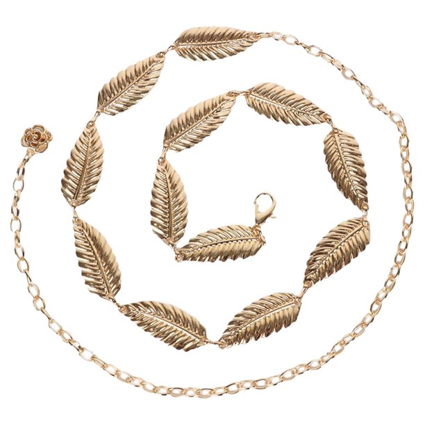 KAKOWELY Cadena de cintura para mujer, exquisita cadena para el vientre, cadena para el vientre con forma de hoja, joyería corporal de verano