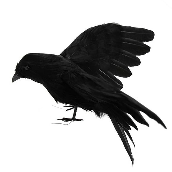 2pcs Lifelike Feathers Crow Bird Large Spreading Wings Black Crow Toy Model