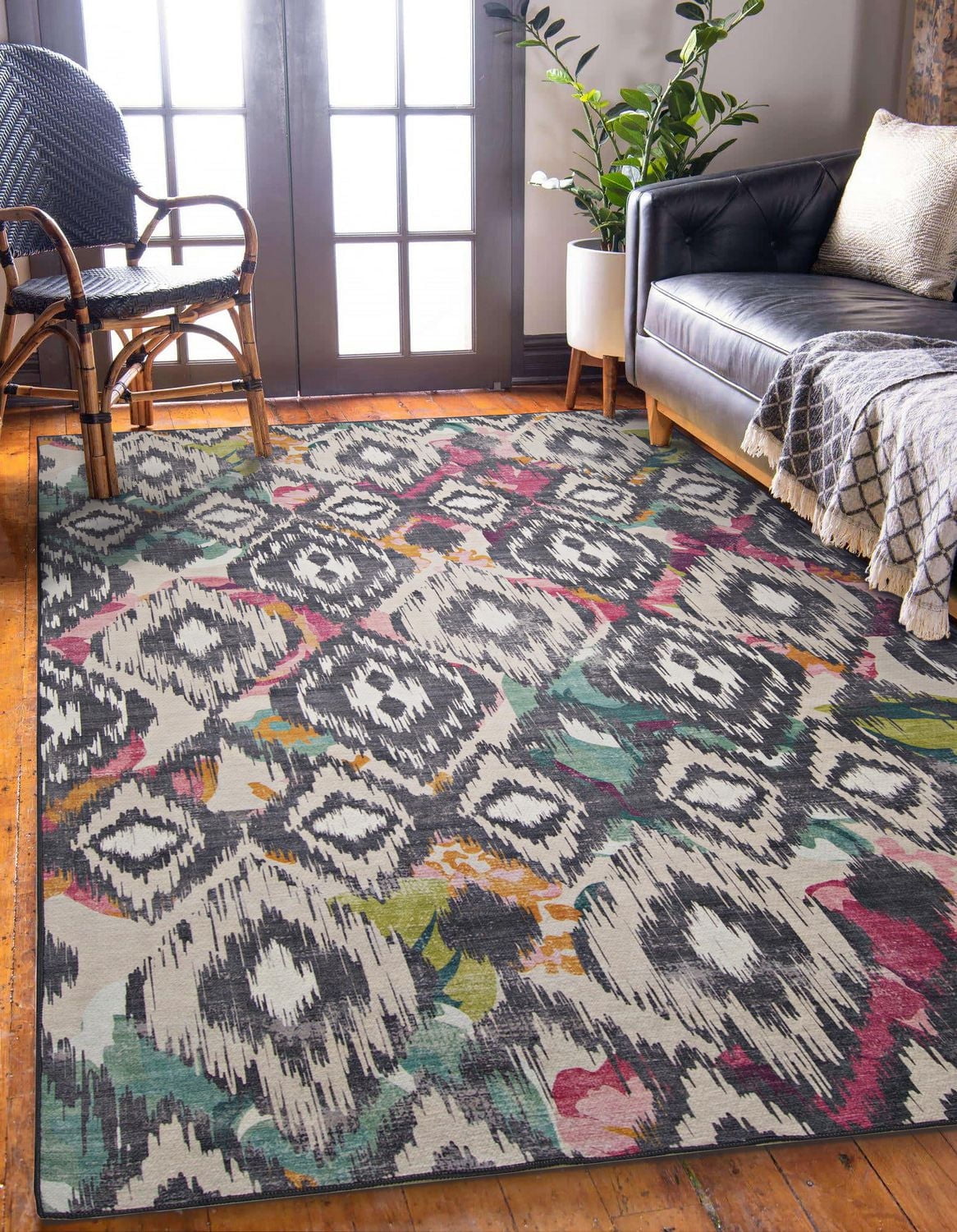 Outdoor Washable Grayton Ivory & Charcoal 5' x 7' Area Rug