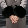 thumbnail image 3 of Skymirror 1 Pair Faux Fur Cuffs Fuzzy Solid Color Thick And Warm Winter Sleeve Accessory for Coats Jackets Celebrity Lady Prom Party Sleeve Add-ons Cuffs, 3 of 8