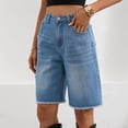 thumbnail image 5 of Women Denim Bermuda Shorts Knee Length Low Rise Baggy Jorts Light Blue S, 5 of 9