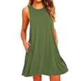thumbnail image 1 of ALSLIAO - Vestido corto informal de verano para mujer, holgado, sin mangas, para playa, color verde, talla 2XL, 1 of 8