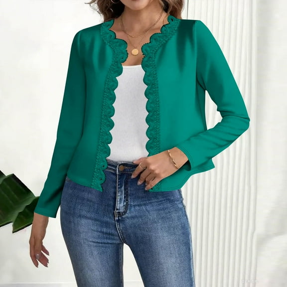 HongQid Women's Long Sleeve Cardigan Sweaters Open Front Cropped Bolero Shrugs for Dresses