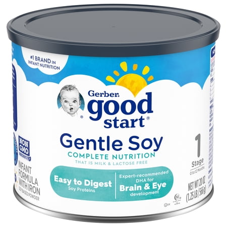 Gerber Good Start Gentle Soy Powder Infant Formula, 20 oz Canister (4 Pack)
