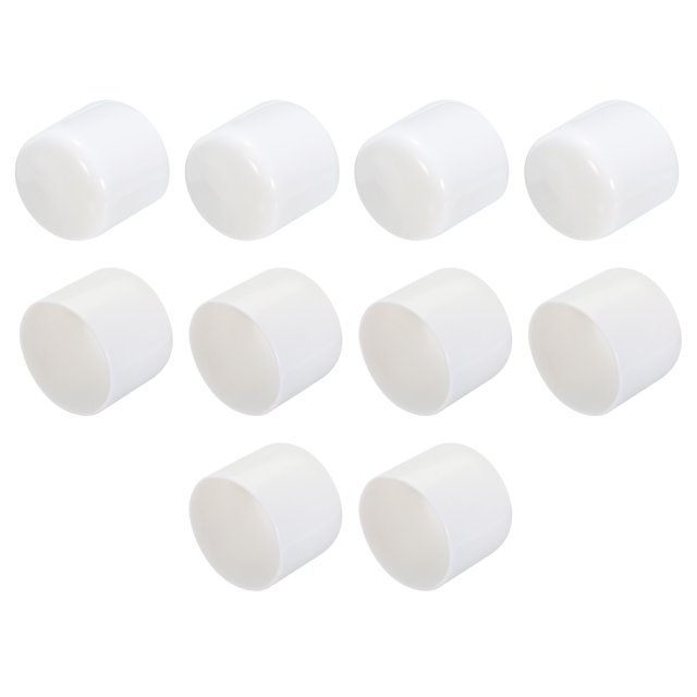 Unique Bargains 10pcs Rubber End Caps 52mm ID Vinyl Round Tube Bolt Cap Cover Screw Thread Protector White
