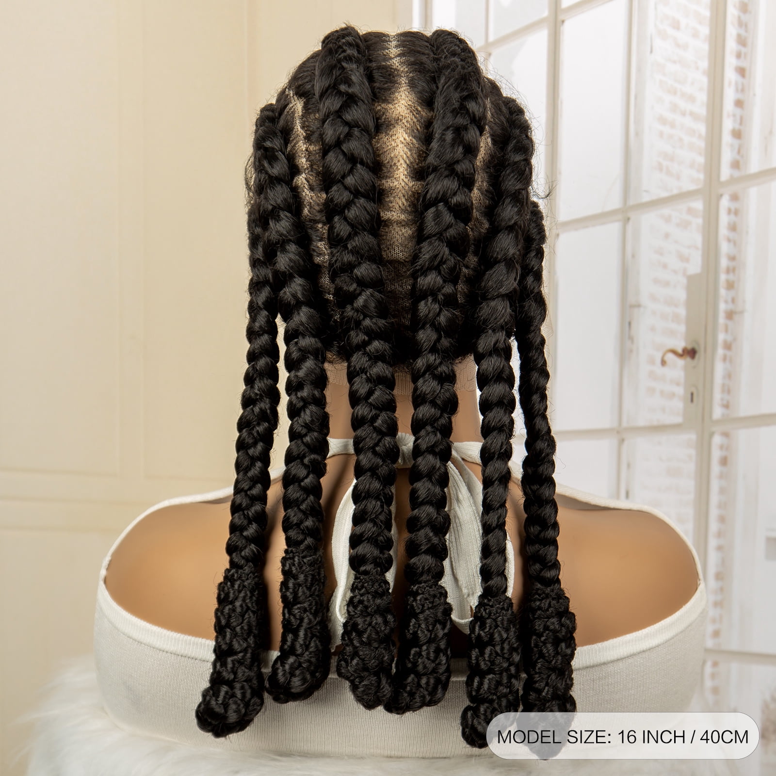 Full Lace Braided Wigs Synthetic Cornrow Box Braids Wigs for Women Lace Frontal 16 Inches Knotless Braiding Wig with Baby Hair