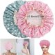 thumbnail image 2 of Waterproof Double Layer Plastic Shower Cap for Women, Elastic Band Reusable Hair Cap (Pink Bird), 2 of 5