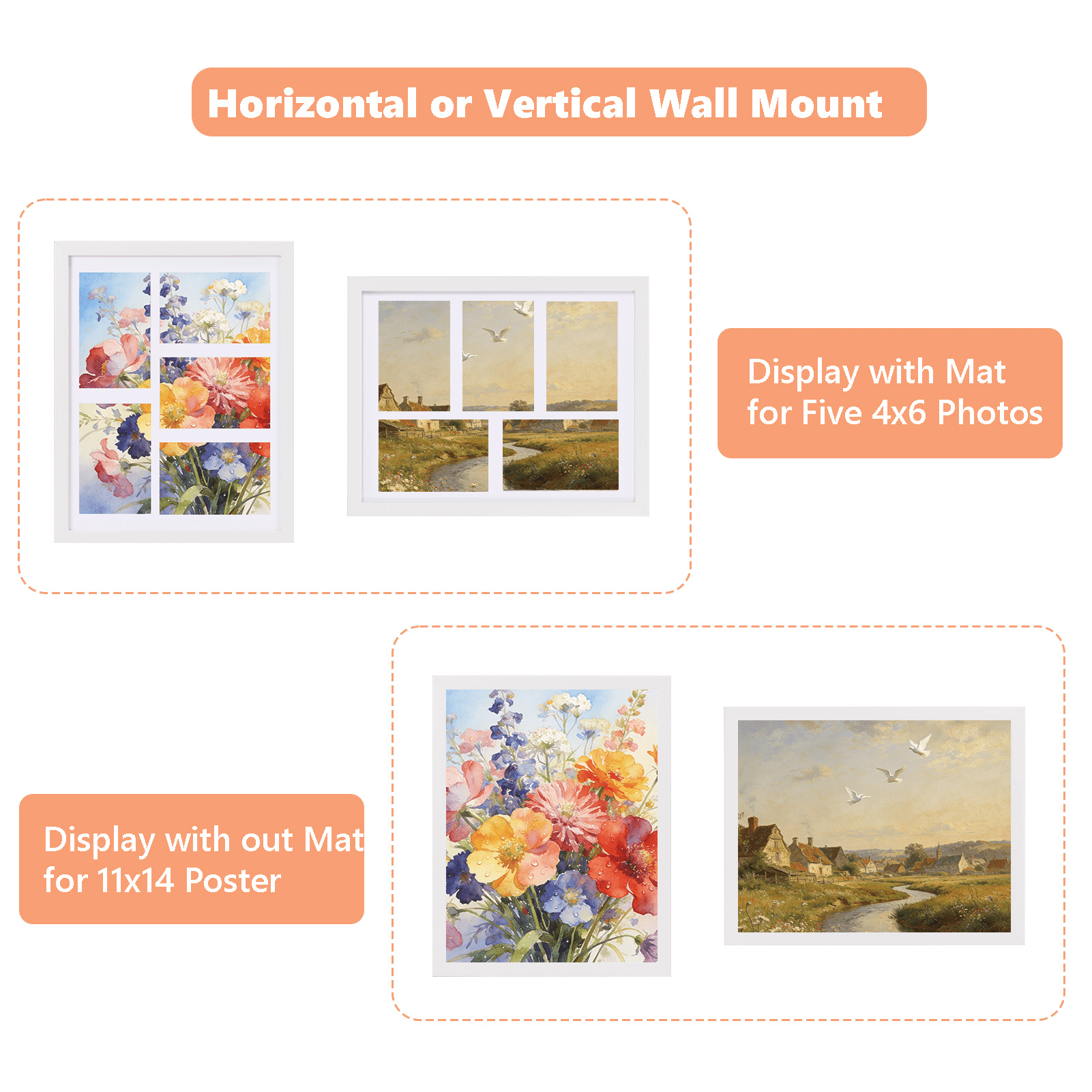 5 Opening 4x6 Collage Picture Frames for Wall Mounted, 4 Pack