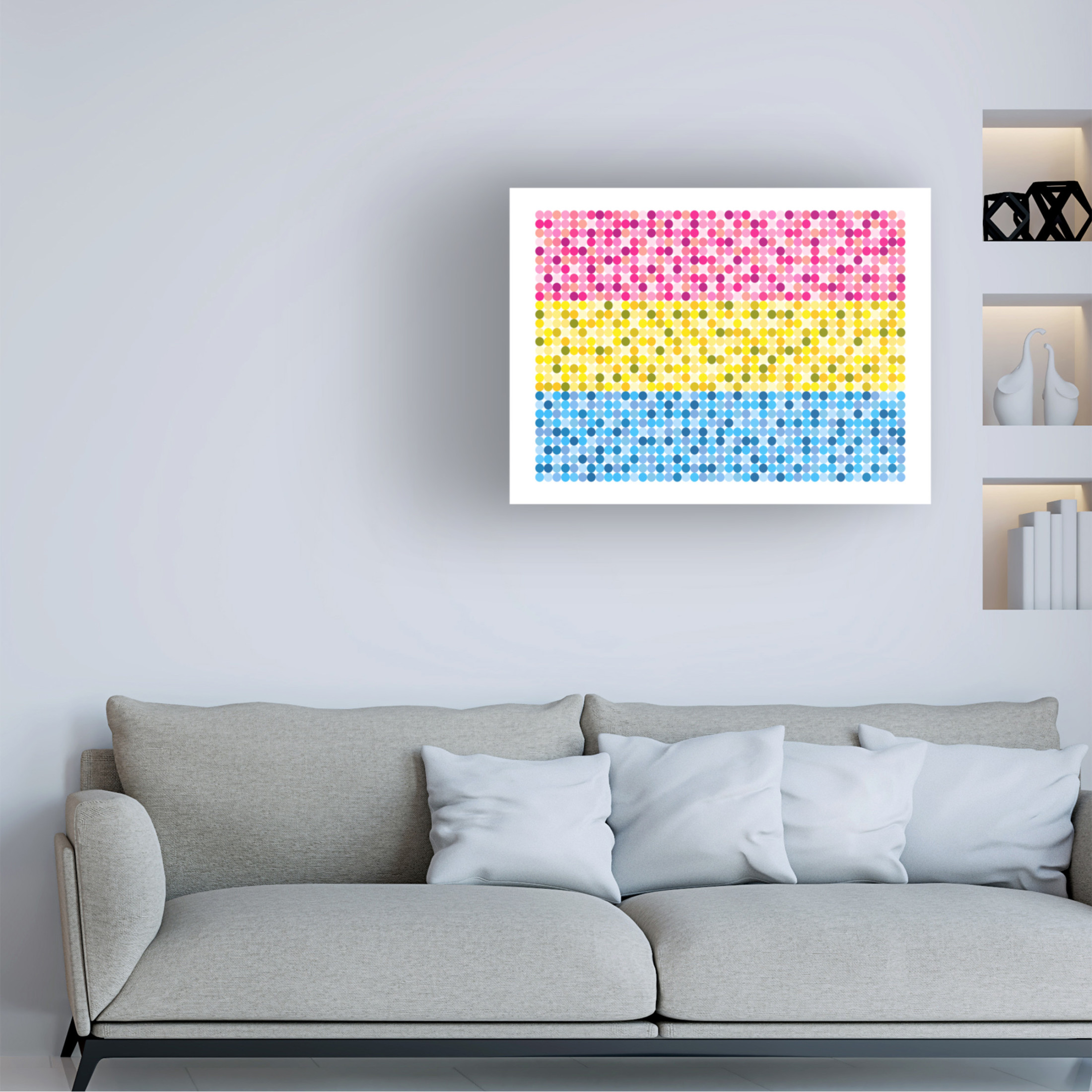 Canvas Wall Art - Tom Quartermaine 'Abstract Circle Pansexual Pride Flag' Wall Art for Living Room, Bedroom, or Office Décor by Trademark Fine Art - 19 x 14 Inches