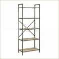 thumbnail image 4 of Bookshelf, Industrial Style Antique Oak & Light Gray | 5 Fixed Shelves 23”x13” | Oak | Metal, 4 of 7