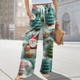 thumbnail image 2 of Ladies' Loose And Casual Christmas Printed Wide Leg Pants With Elastic Waistband Drawstring And Pocket Pants, Comfortable Home and Sleepwear Bottoms for Winter, Light Blue, S, 2 of 6