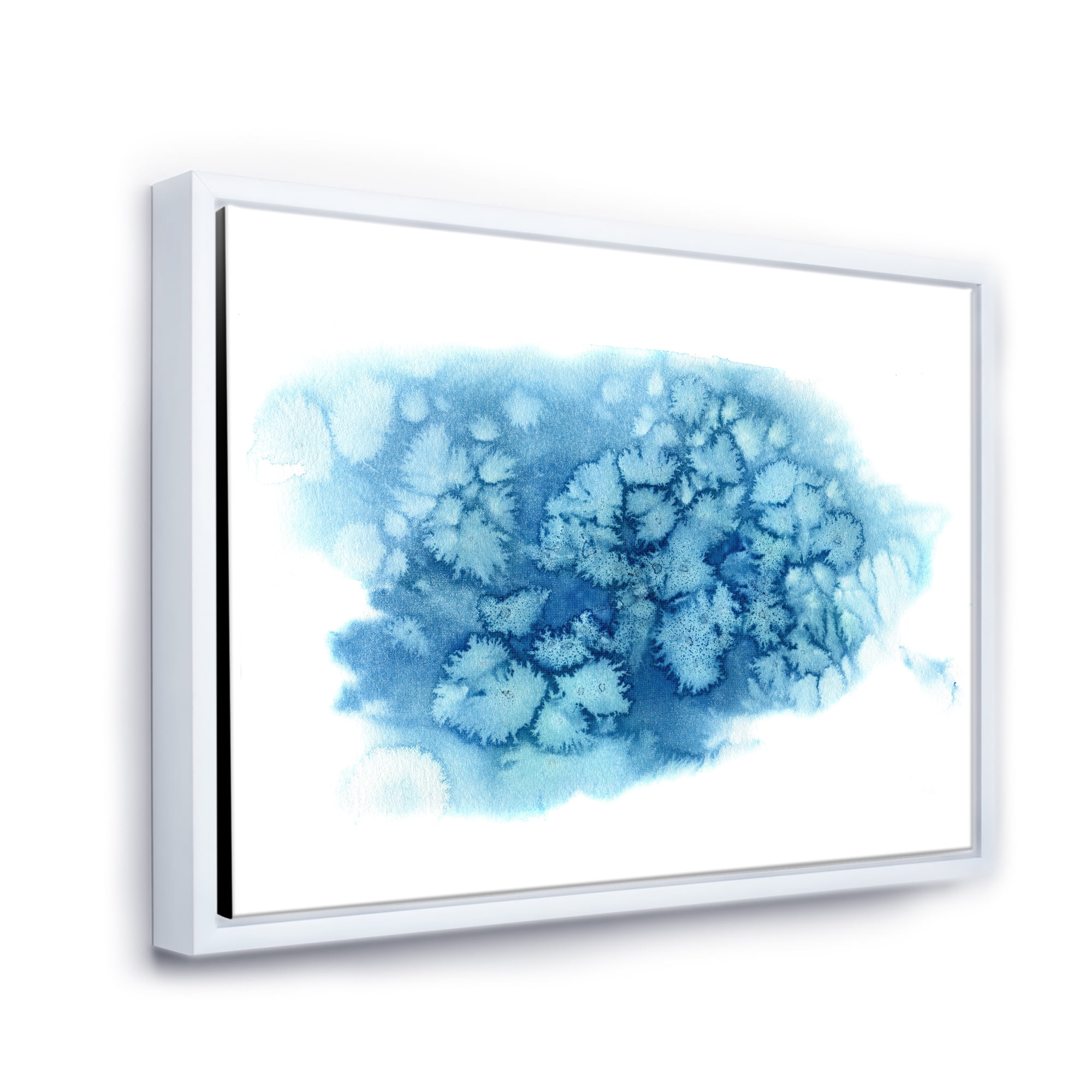 Designart 'Abstract Blue Turquoise Cloud' Modern Framed Canvas Wall Art Print