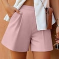 thumbnail image 6 of Women's Pleated Dress Shorts, High Waisted Wide Leg Tailored Shorts, Business Casual With Pockets For Summer Office Wear Pink 2XL, 6 of 9